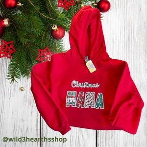 Mama fleece red hoodie hand made medium